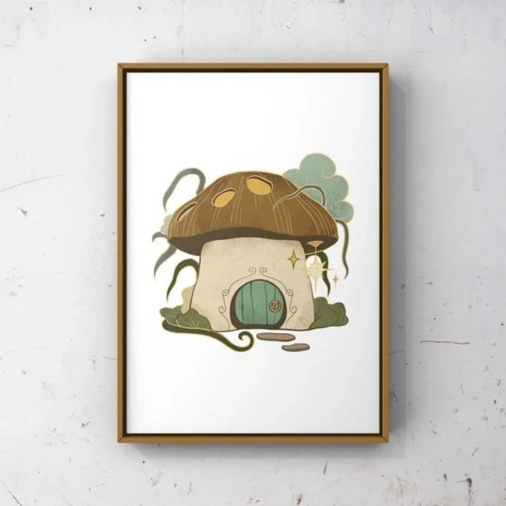 Vintage cottagecore mushroom art print